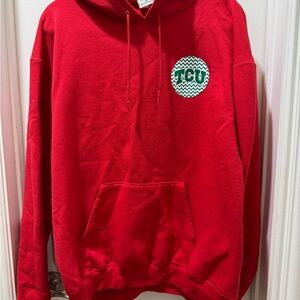 Champion Red Hoodie with Green Logo